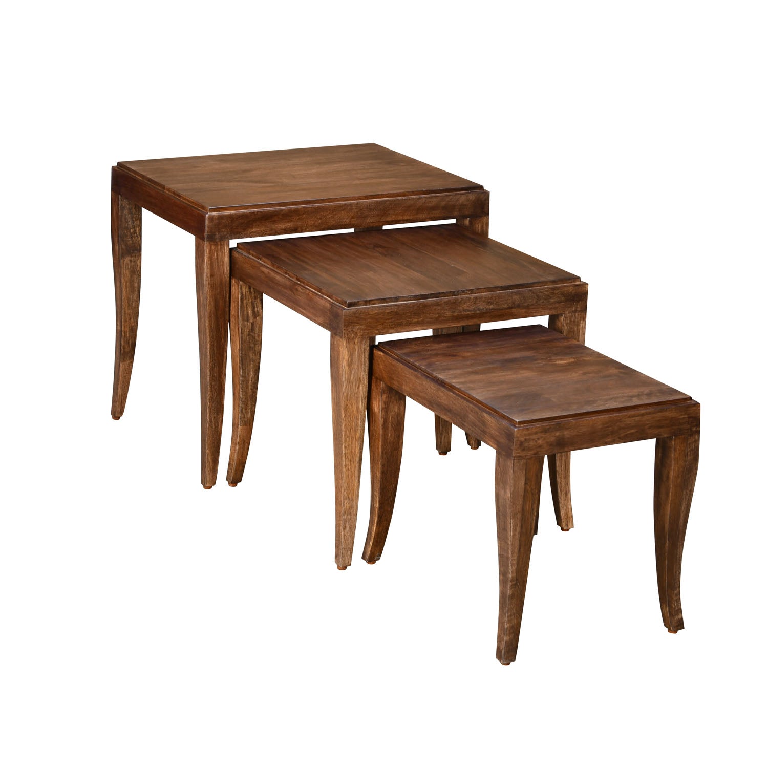 Perry Solid Wood Nesting Table (Sun Walnut)