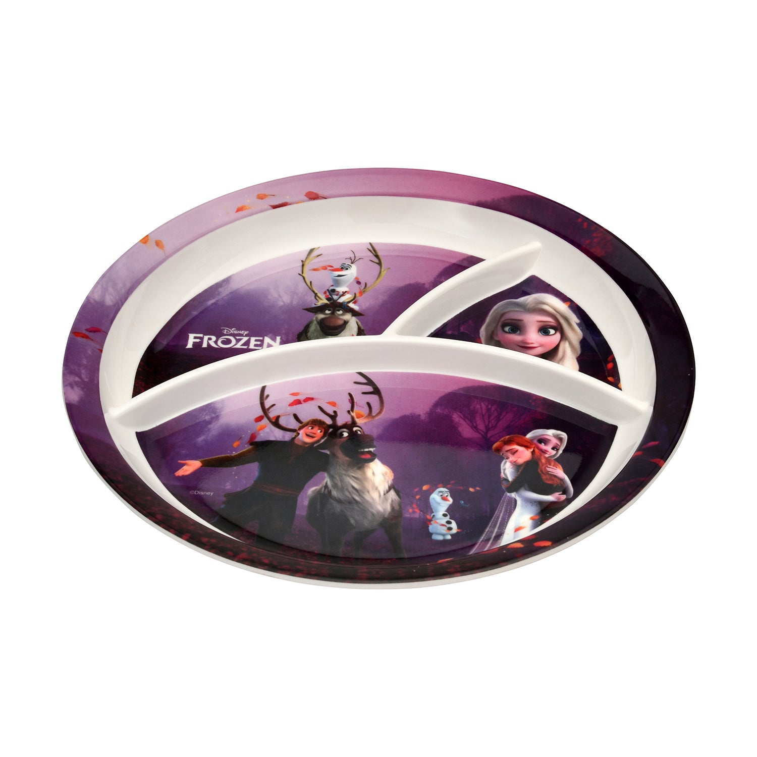 Servewell Frozen Print 3 Partition Round Plate (Multicolor)