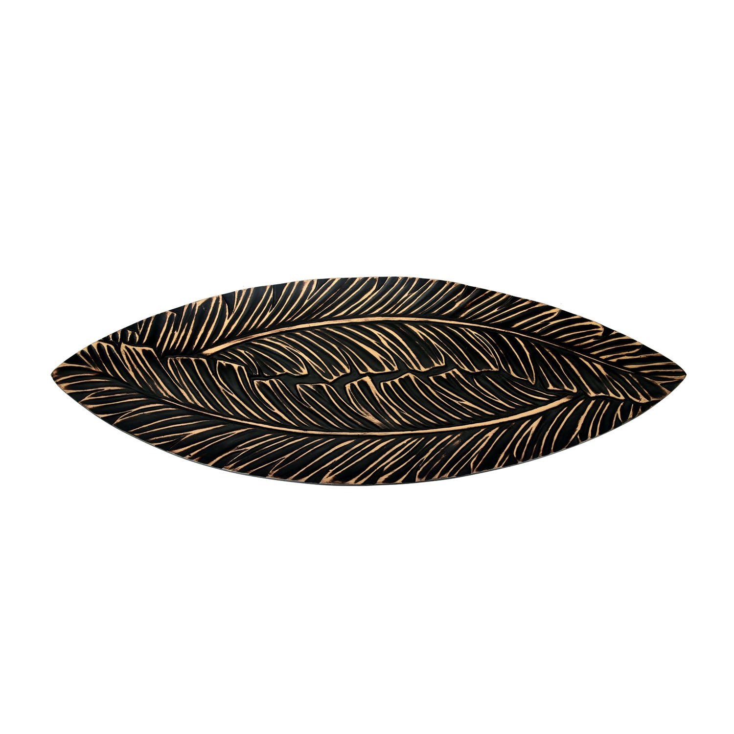 Leaf Foliage Polyresin Decorative Platter (Beige)