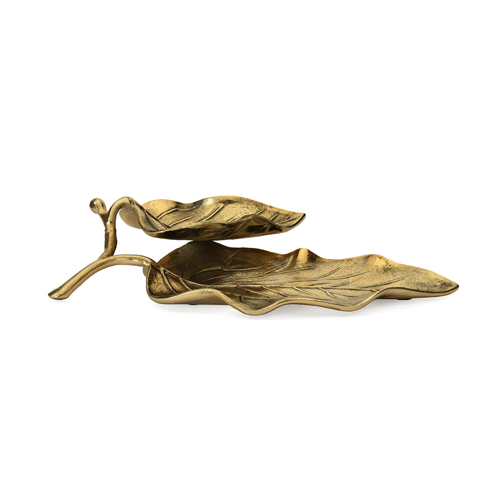 Decorative Ripple 40 cm Metal Leaf Platter (Gold)