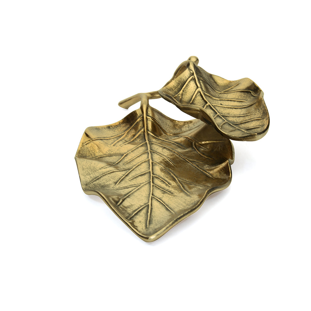 Decorative Ripple 40 cm Metal Leaf Platter (Gold)