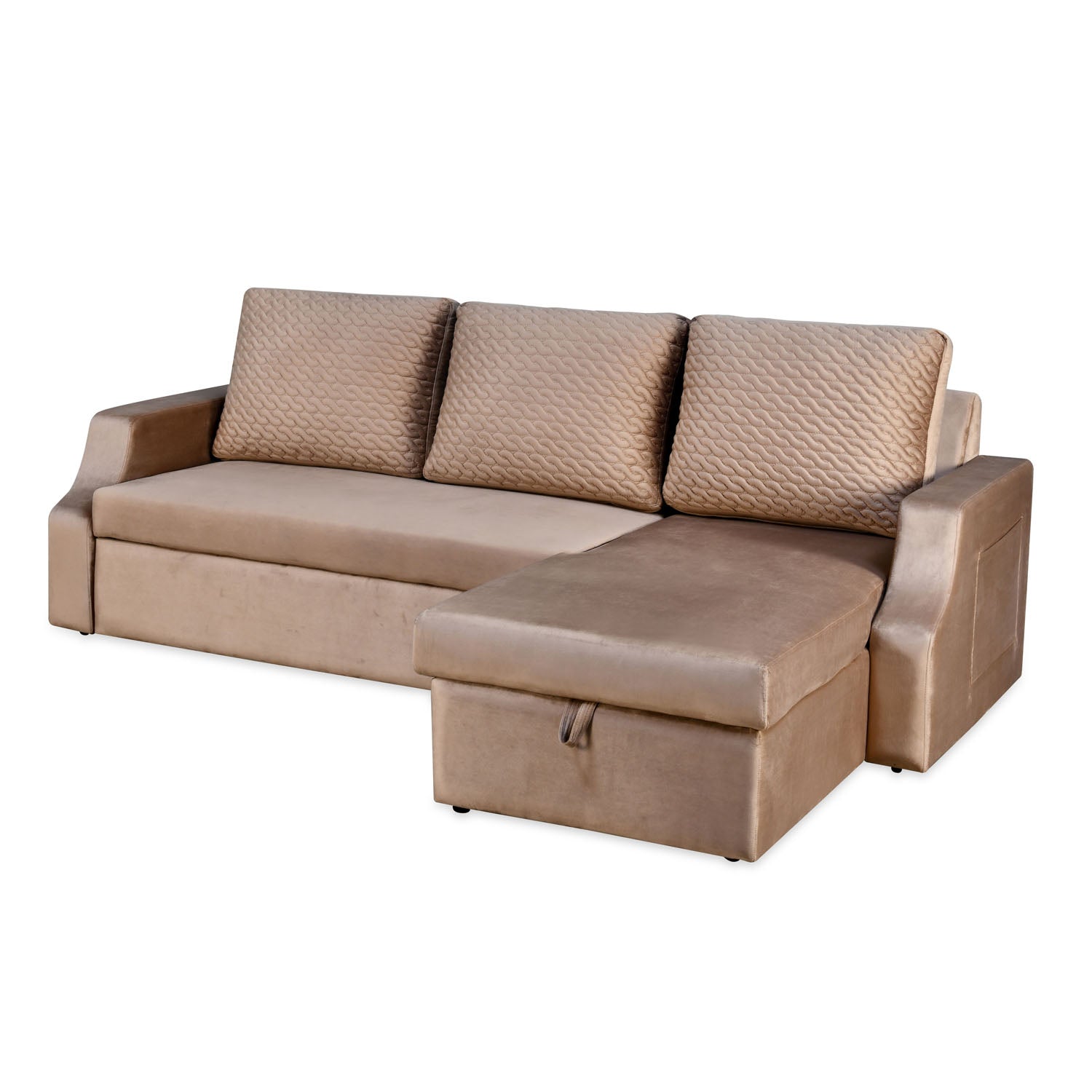 Portland LHS Sofa With Lounger & Storage (Light Brown)