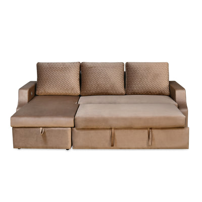 Portland RHS Sofa With Lounger & Storage (Light Brown)