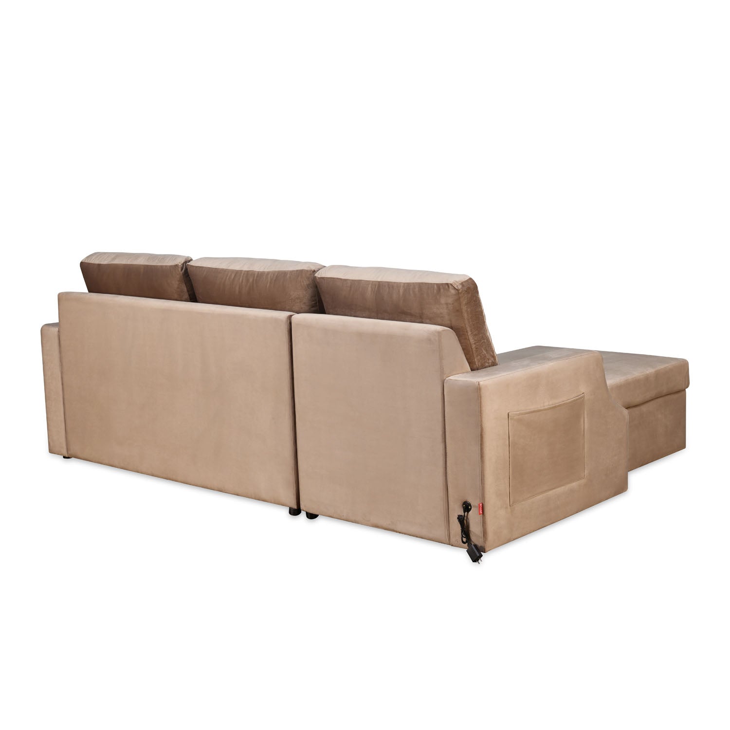 Portland RHS Sofa With Lounger & Storage (Light Brown)