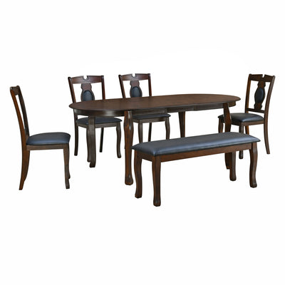 Portsmouth 1+4+Bench Solid Wood Dining Set (Cappucino)