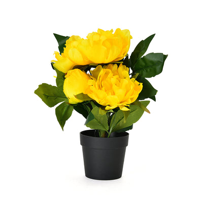 Peony Artificial Flower Potted Plant (Yellow)