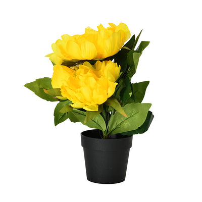 Peony Artificial Flower Potted Plant (Yellow)