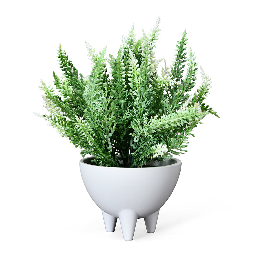 Round Pot With Legs Artificial Plant (White)