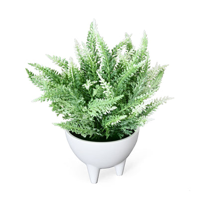 Round Pot With Legs Artificial Plant (White)