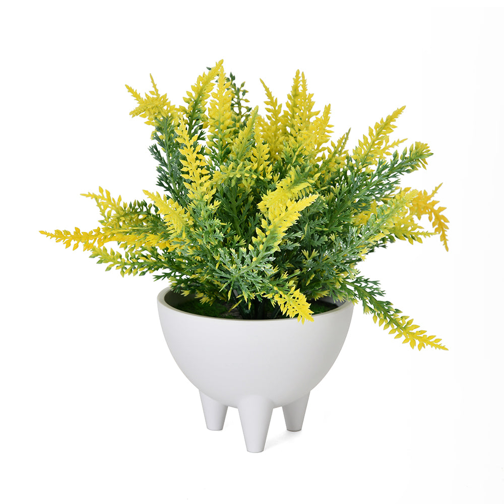 Round Pot With Legs Artificial Plant (Yellow)