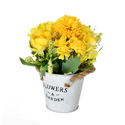 Artificial Plant with Metal Pot (Yellow)