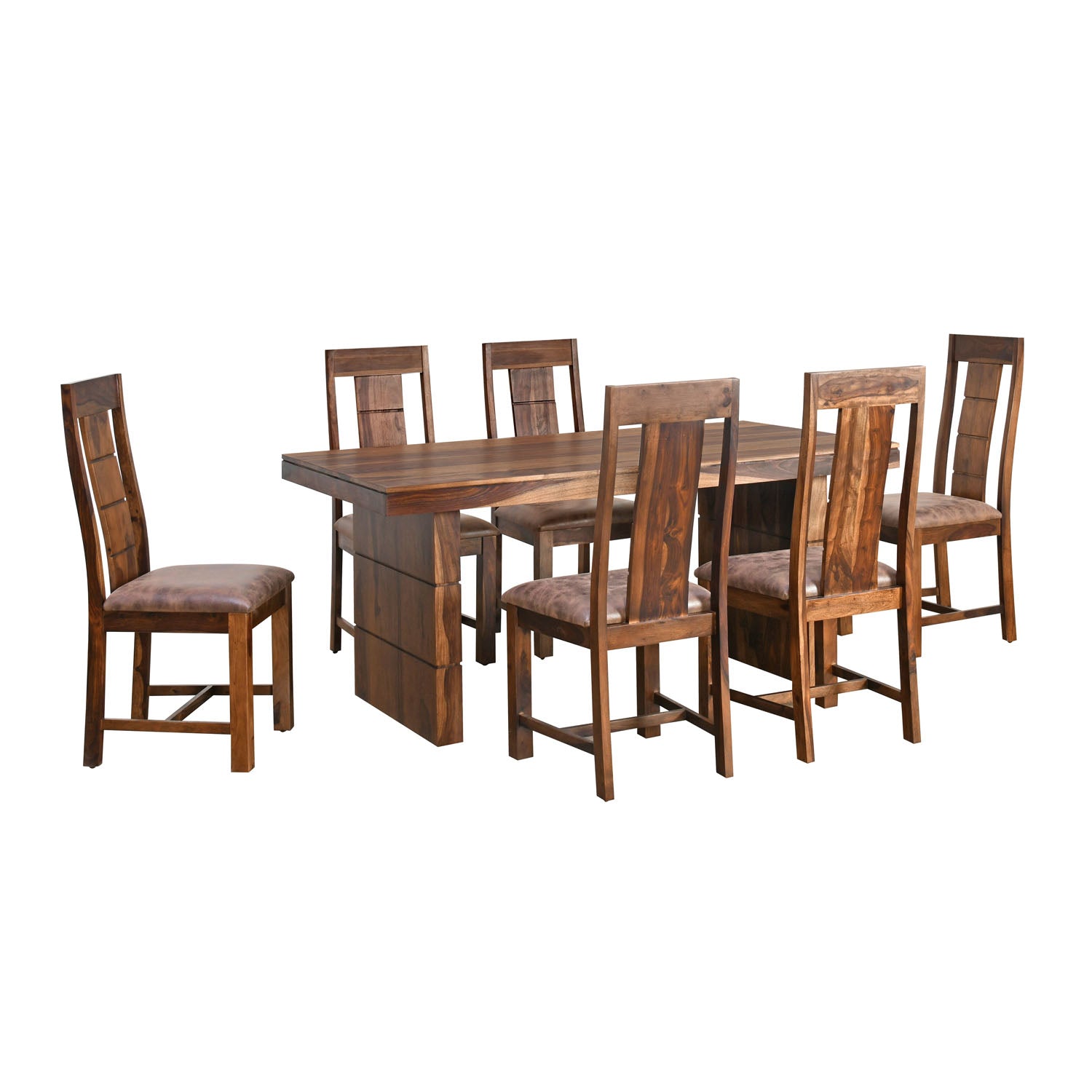 Pride Solid Wood 6 Seater Dining Set (Walnut)