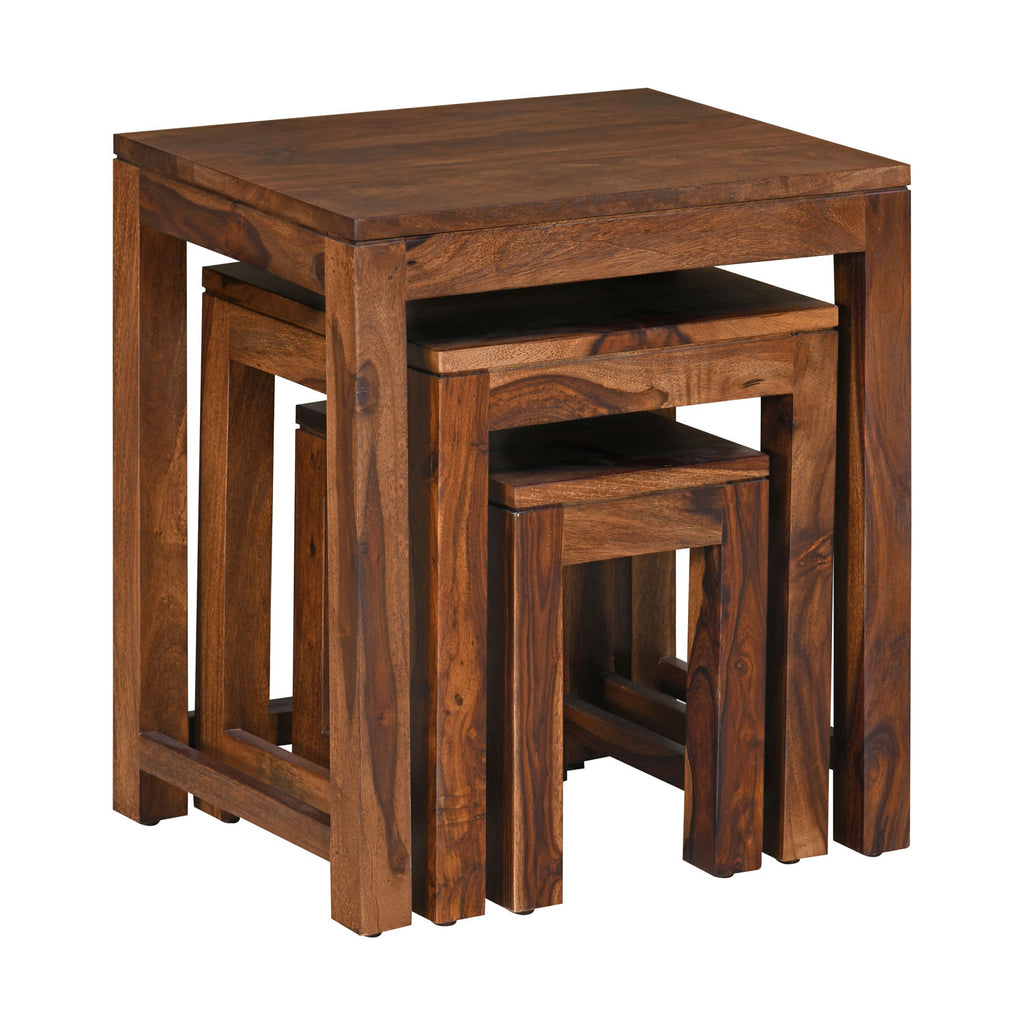 Pride Solid Wood Nesting Table Set of 3 (Walnut)