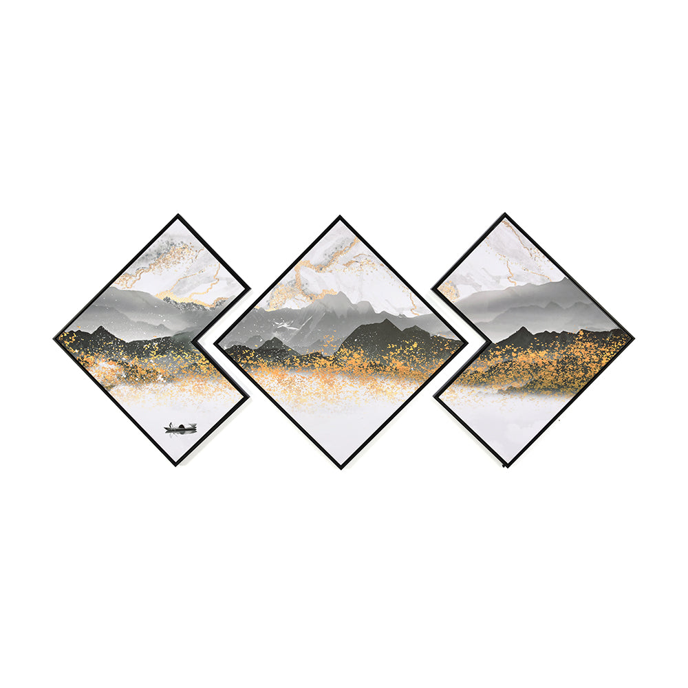 Marbella Square Paintings Set of 3 (Black & Gold)