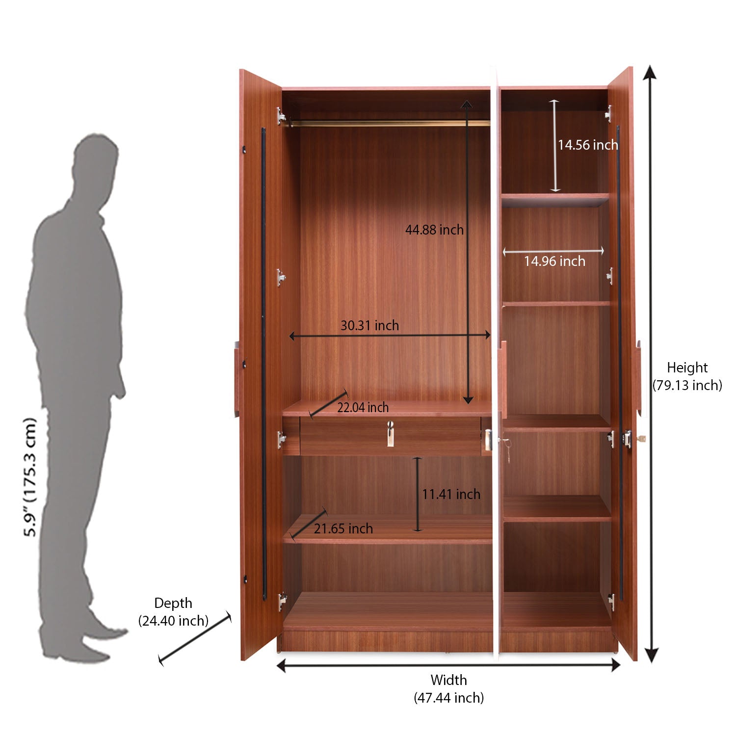 A stylish double closet doors with shelves