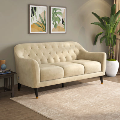 Roslin 3 Seater Fabric Sofa (Beige)