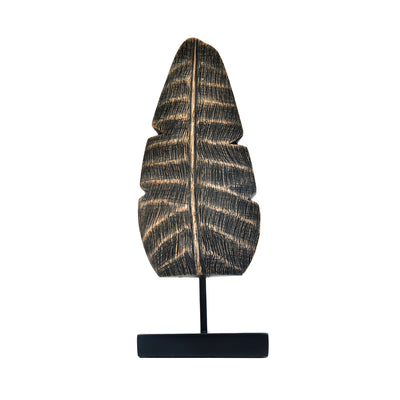 Leaf with Stand Decorative Polyresin Showpiece (Brown & Beige)