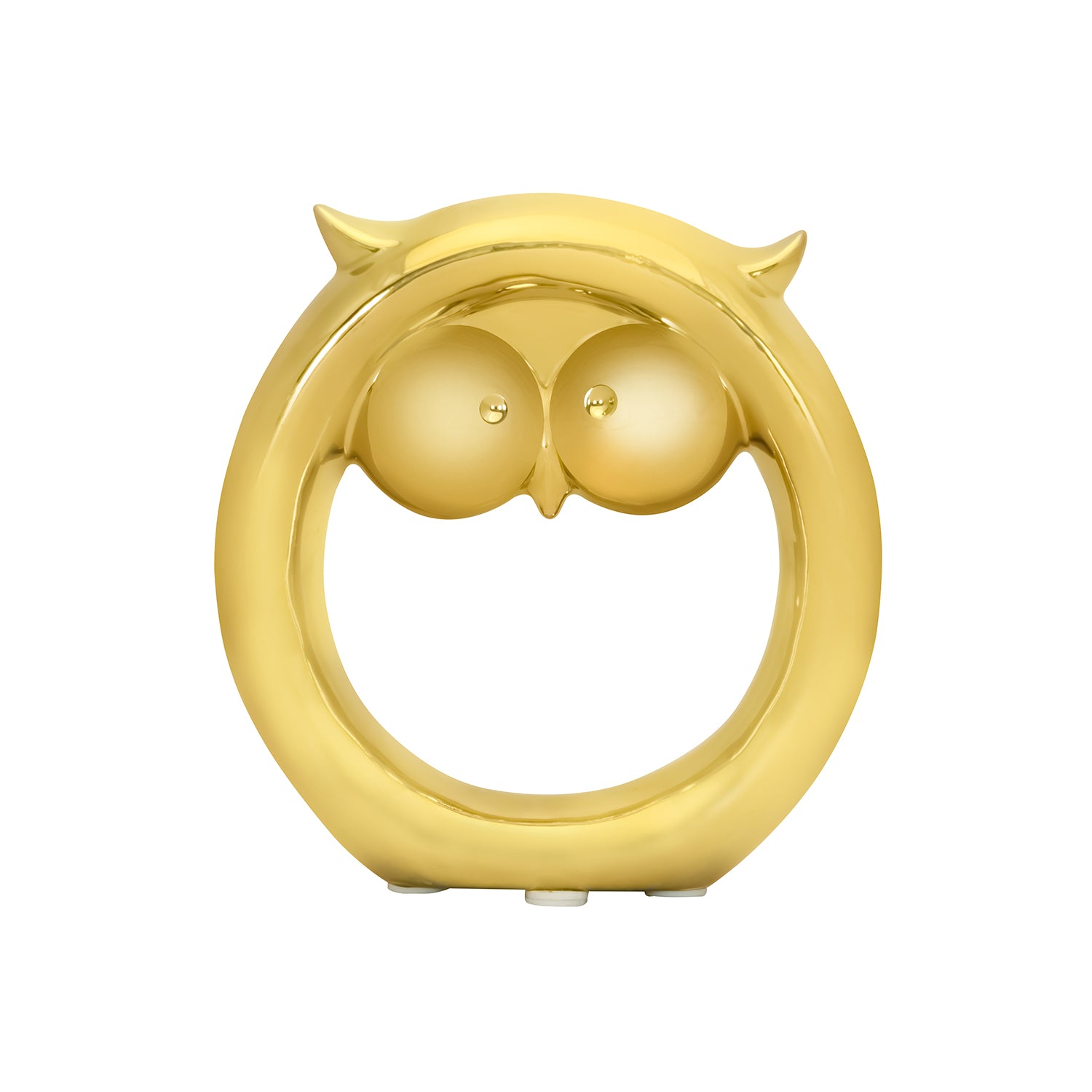 Owl Decorative Ceramic Showpiece (Gold)