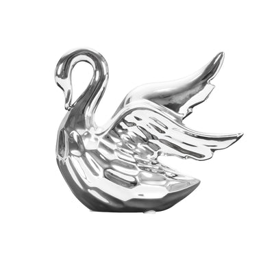Swan Wings Decorative Ceramic Showpiece (Silver)