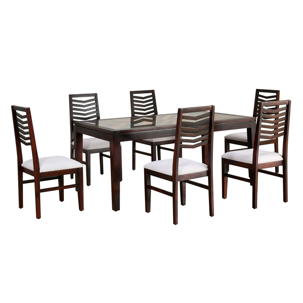 Spitzer Veneer Top Solid Wood 6 Seater Dining Set (Walnut)