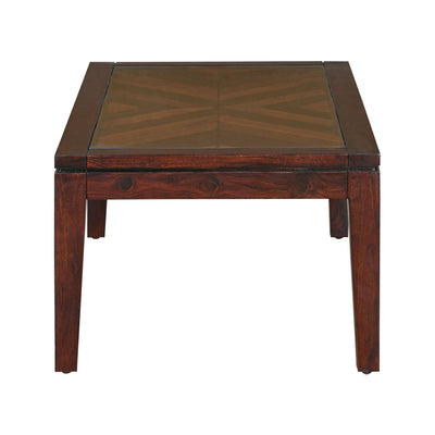 Spitzer Glass Top Solid Wood Center Table (Walnut)