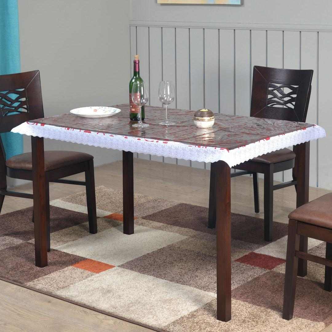 Aspen Printed with Lace 4 Seater Table Cover (Silver)