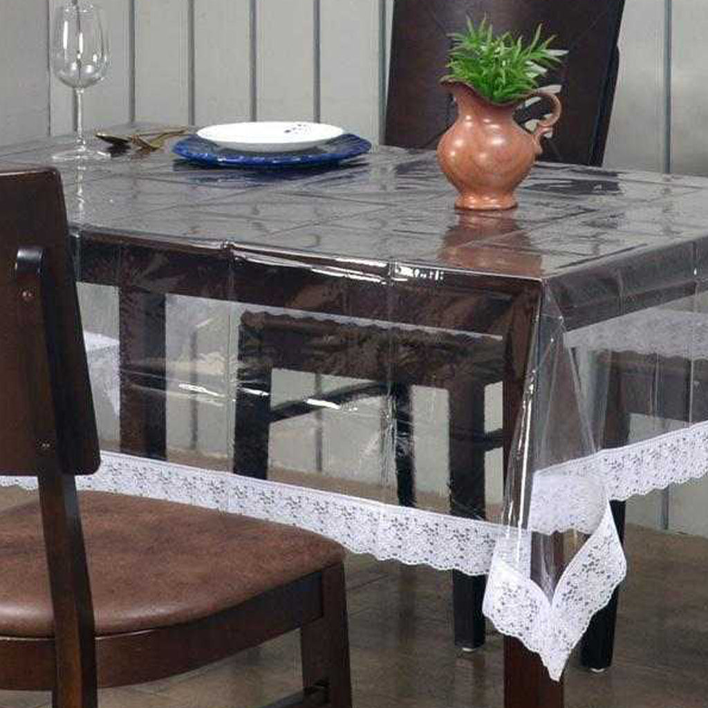 Empire with Lace 6 Seater Table Cover (Clear)