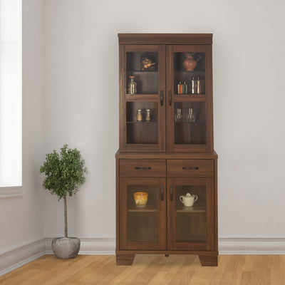 Stora Crockery Cabinet with Inbuild Light (Brown)