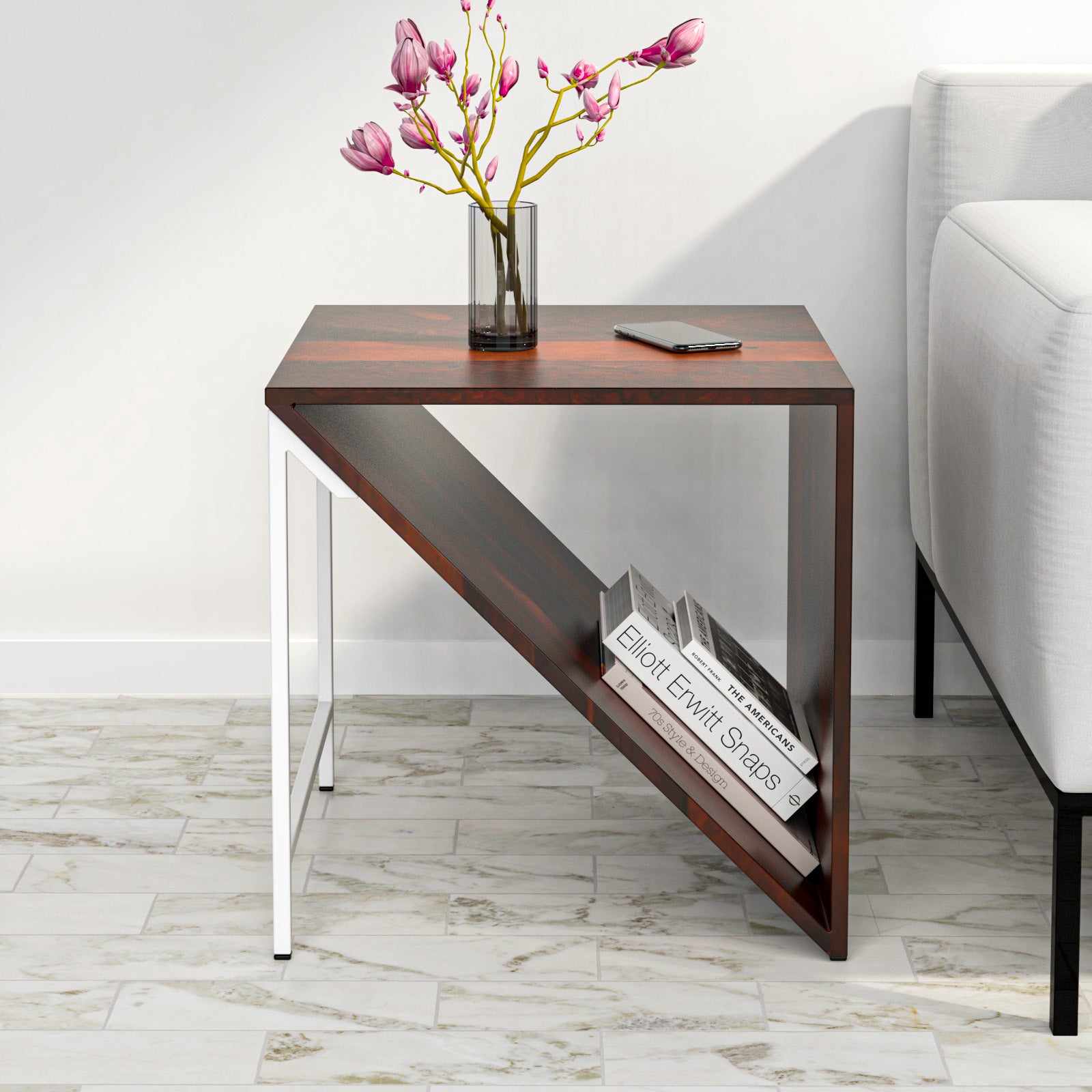 Simona Solid Wood Side Table (White)