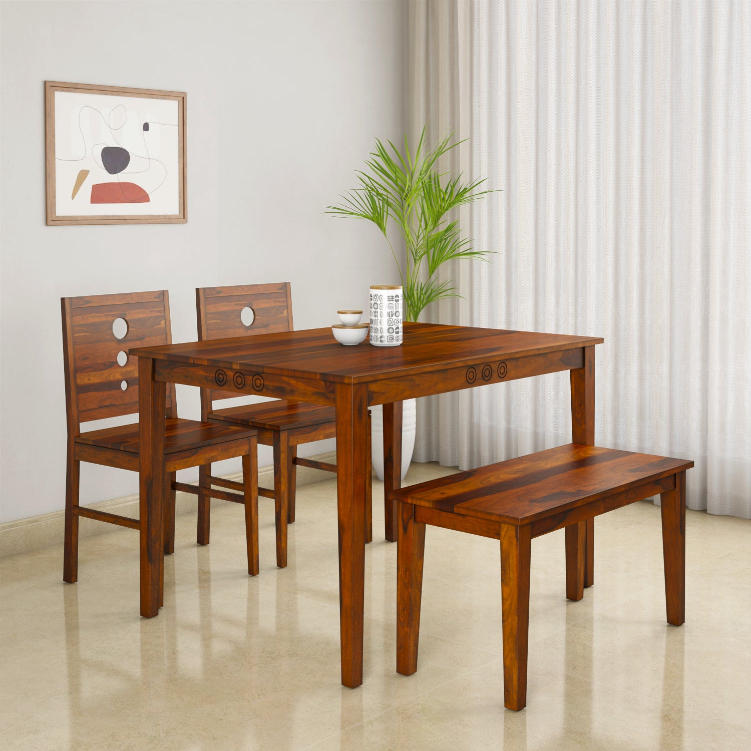Target 4 Seater Dining Set With Bench (Walnut)