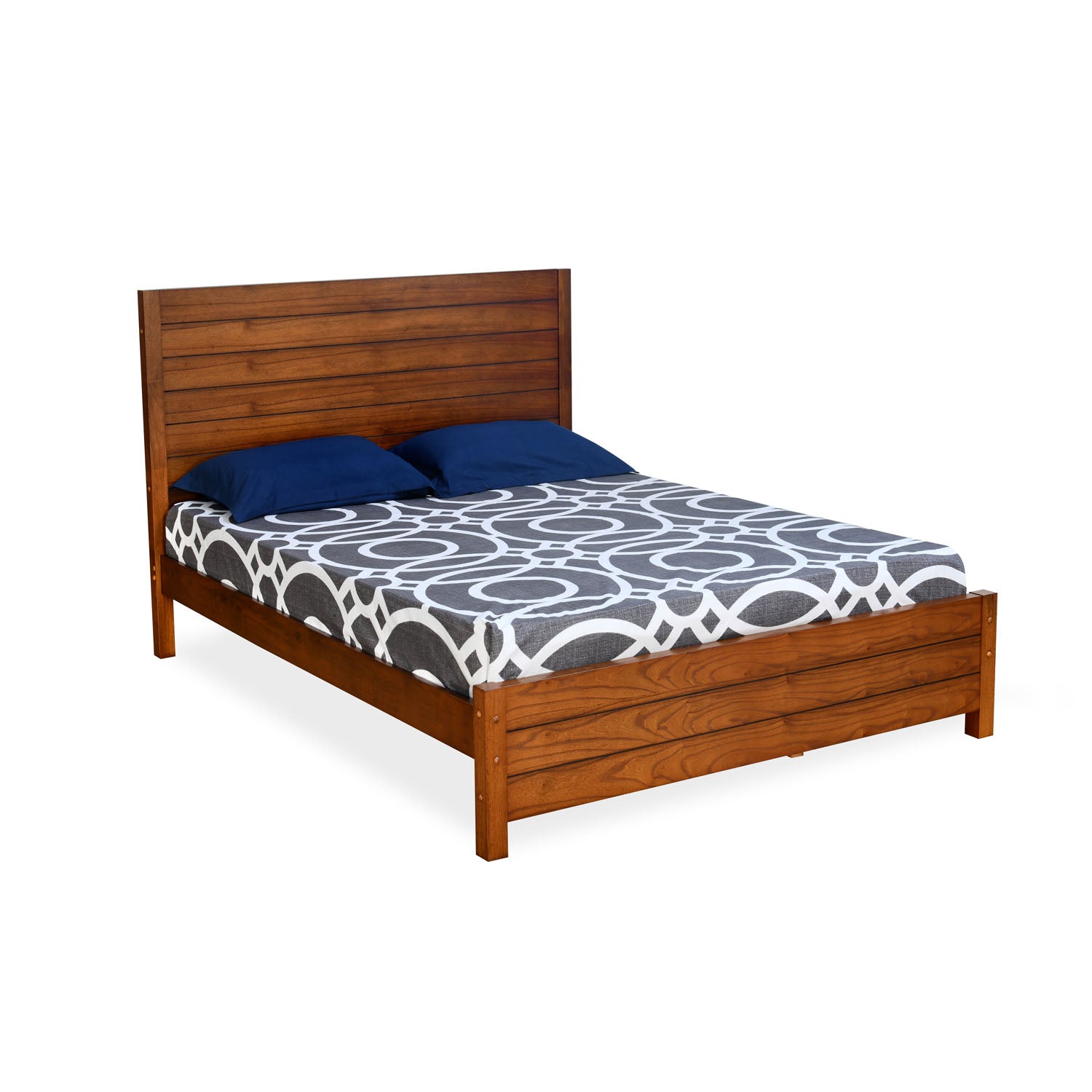 Timberland Solid Wood Queen Bed Without Storage (Dark Walnut)