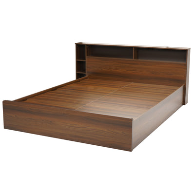 Torrie King Bed With Headboard & Box Storage (Classic Walnut)