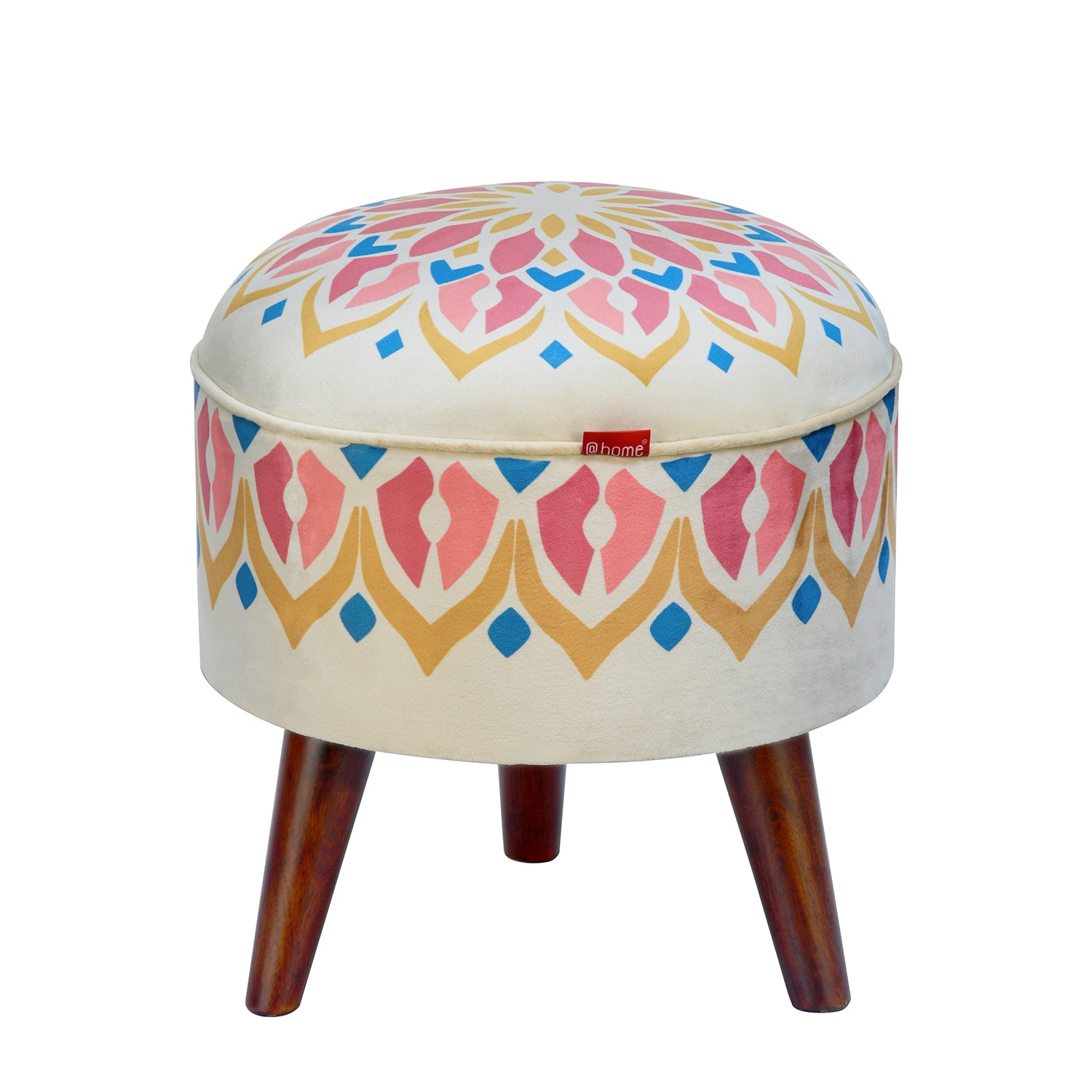 Tradition Printed Fabric Pouffe (Beige)