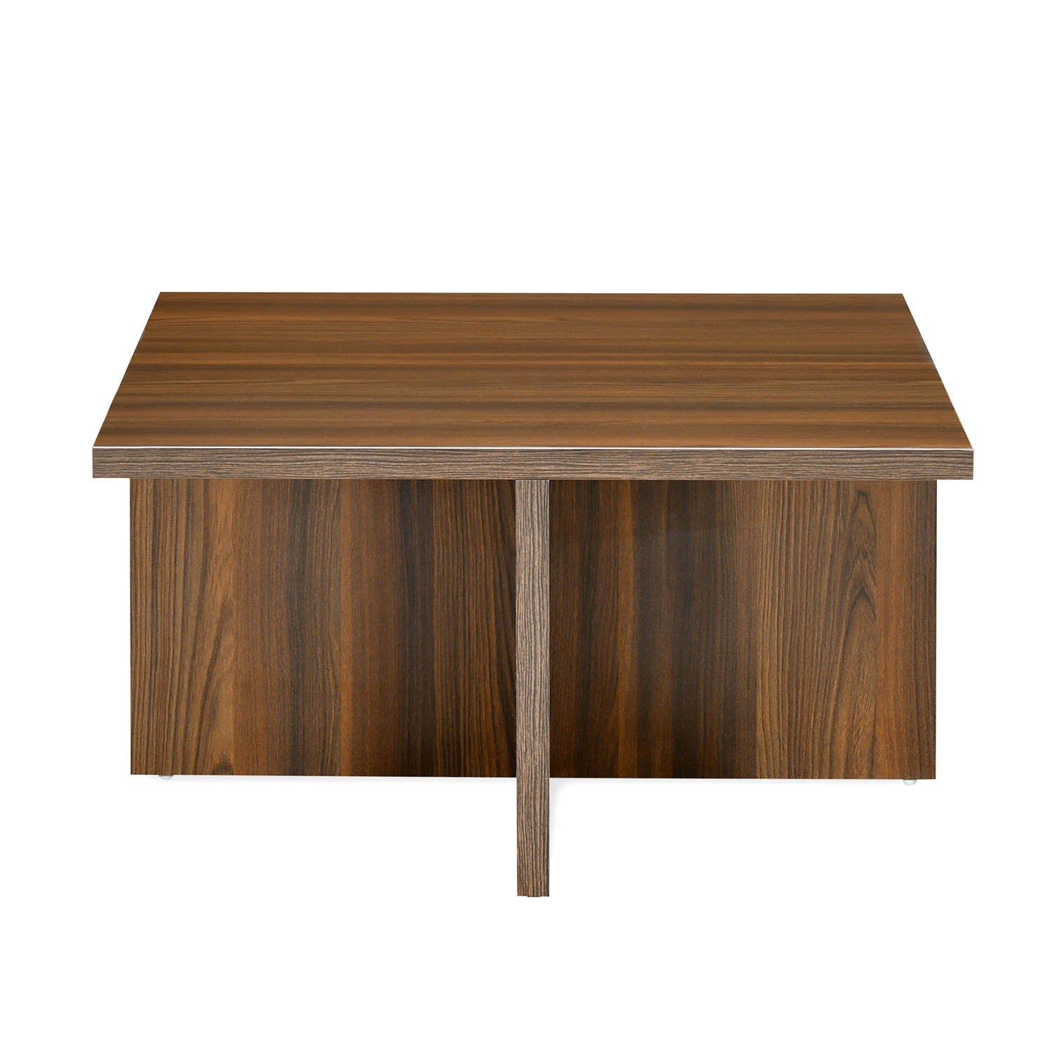 Trendy Engineered Wood Coffee Table Set with Storage Stool (Walnut)