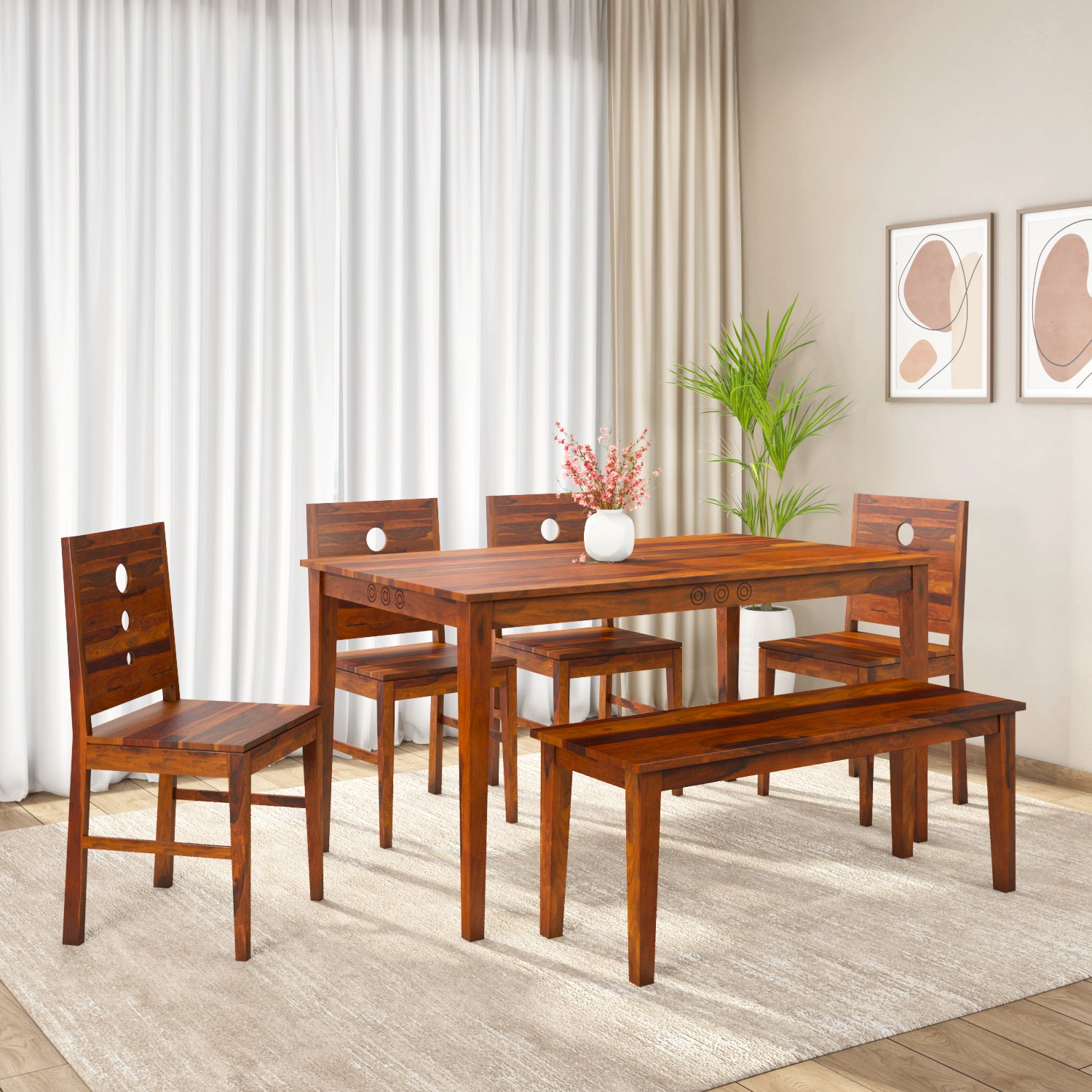 Target 6 Seater Dining Set With Bench (Walnut)
