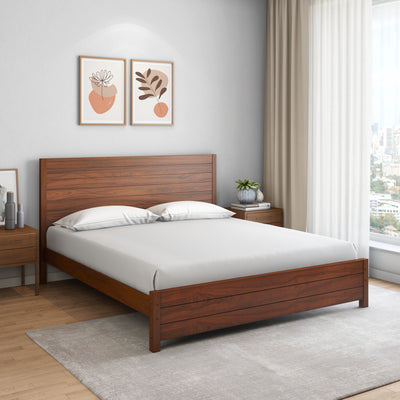 Timberland Solid Wood Queen Bed Without Storage (Dark Walnut)