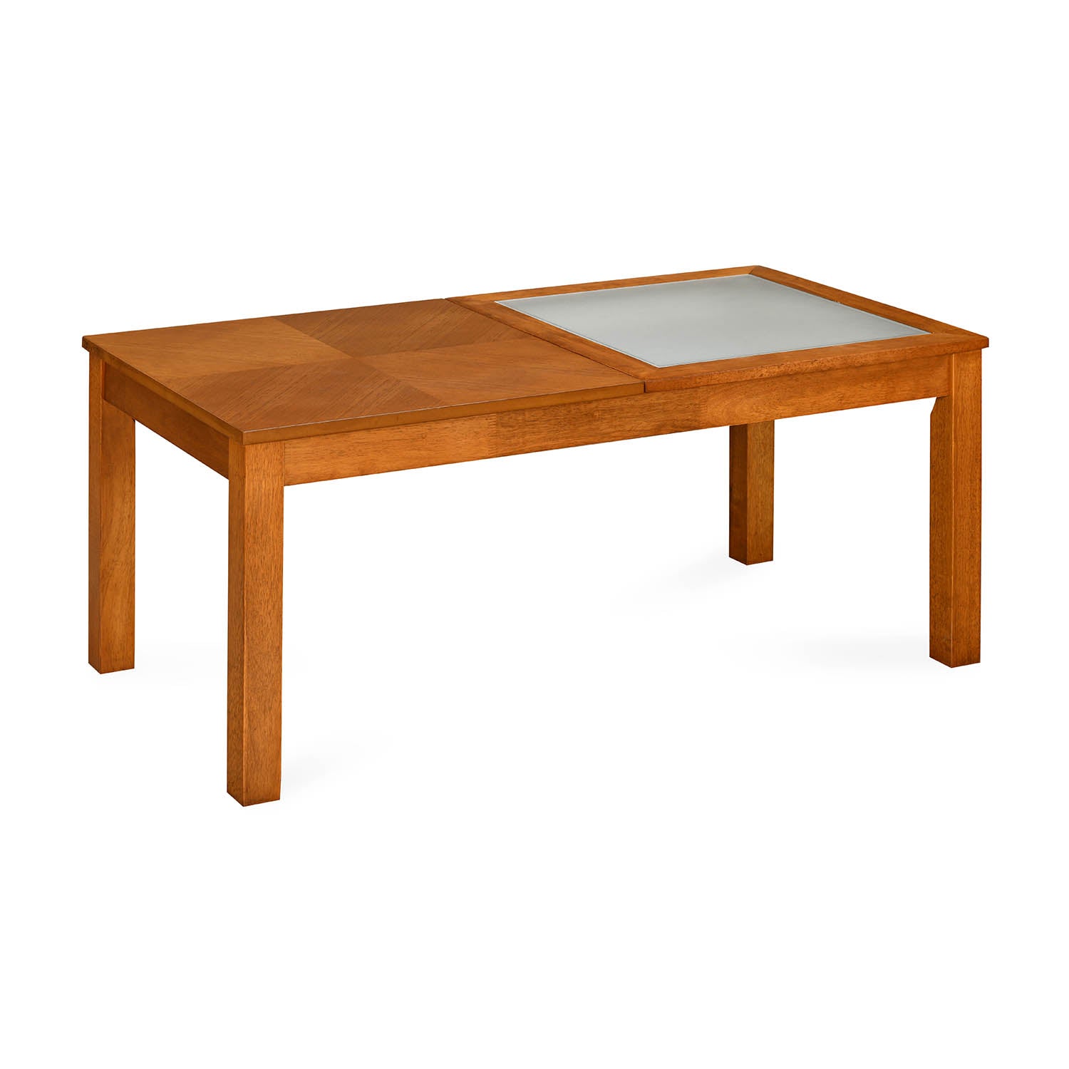 Union Veneer & Frosted Glass Top Center Table (Dark Walnut)
