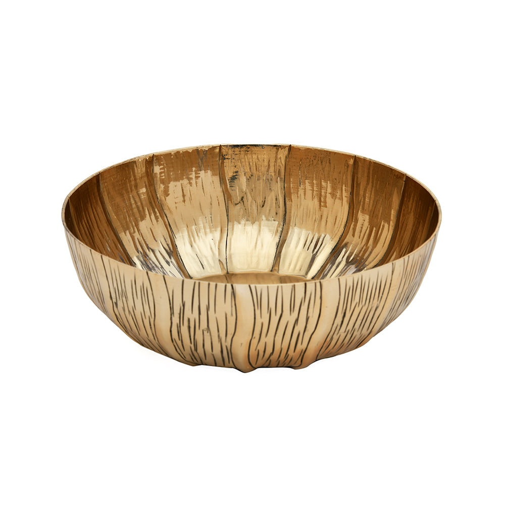 Decorative Ripple Metal Urli Bowl (Gold)