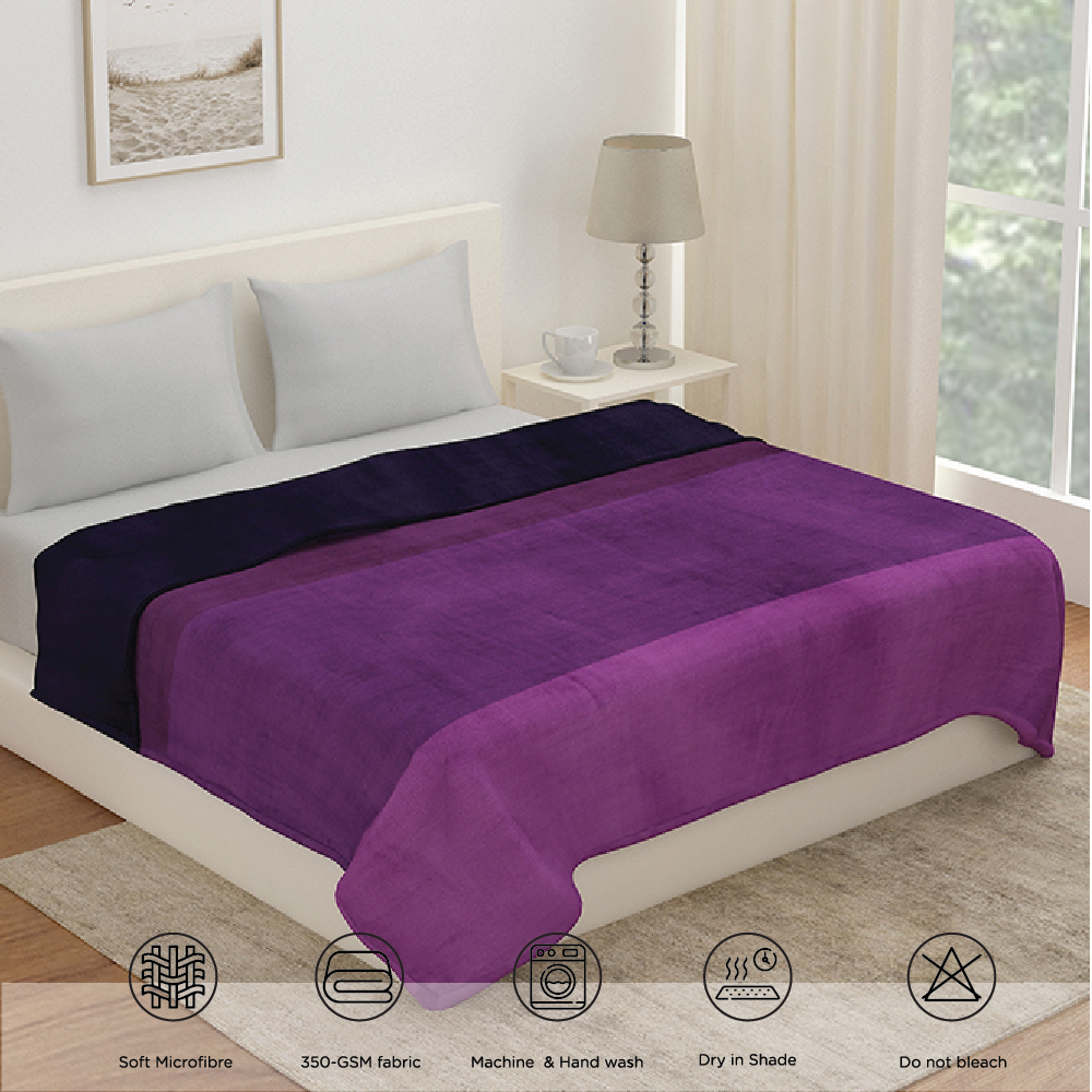 Arliss Gradation Polyester Double Blanket (Purple)