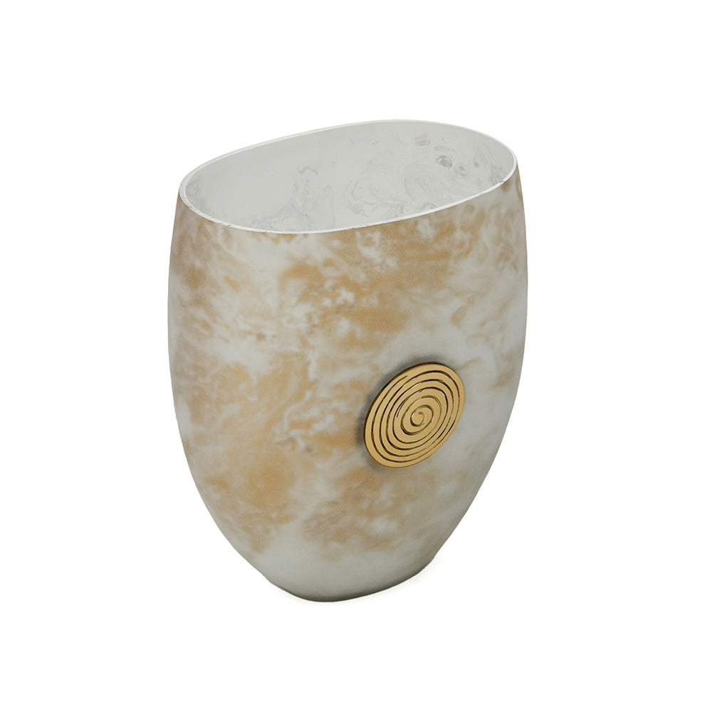 Allure Glass & Metal Vase (White & Gold)