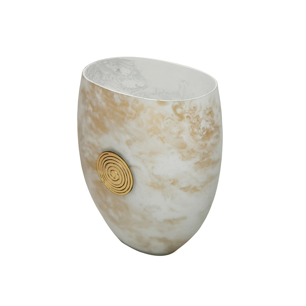 Allure Glass & Metal Vase (White & Gold)