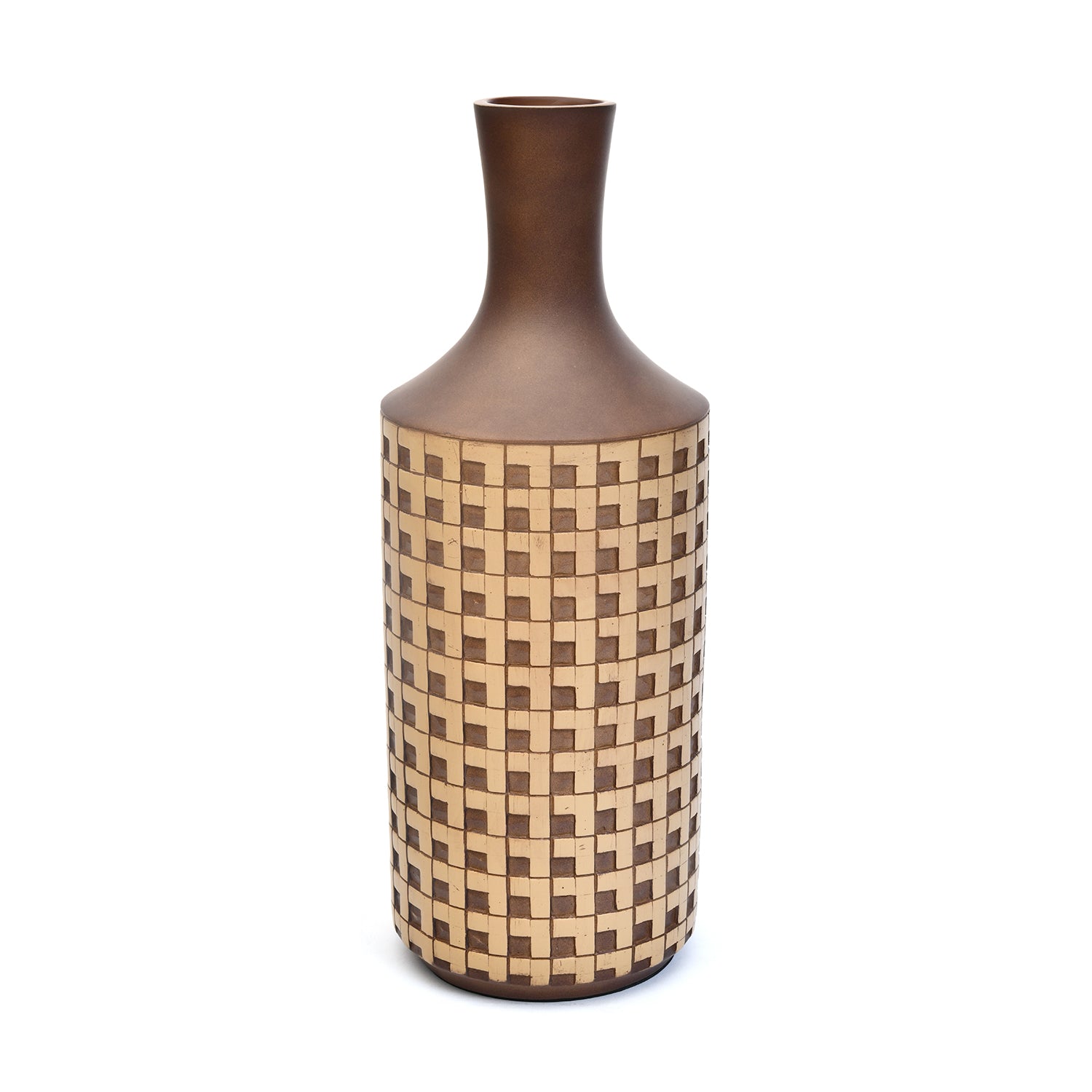 Decorative Polyresin Large Bottle Vase (Brown & Beige)