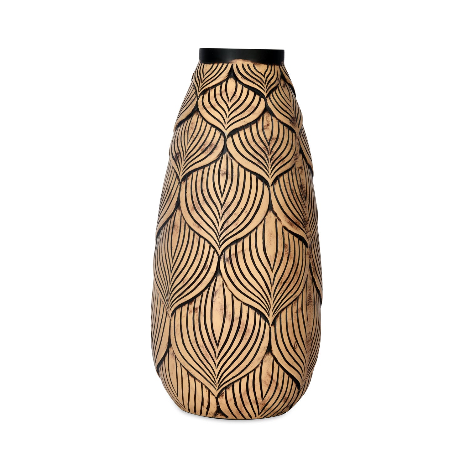 Convex Pisces Decorativ Polyresin Vase (Beige)