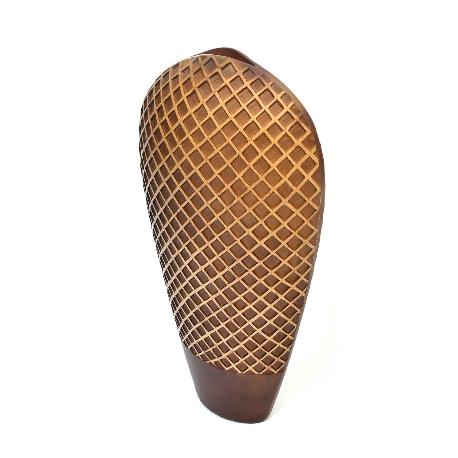Traverse Oval Polyresin Vase (Brown & Beige, 45.5 cm)
