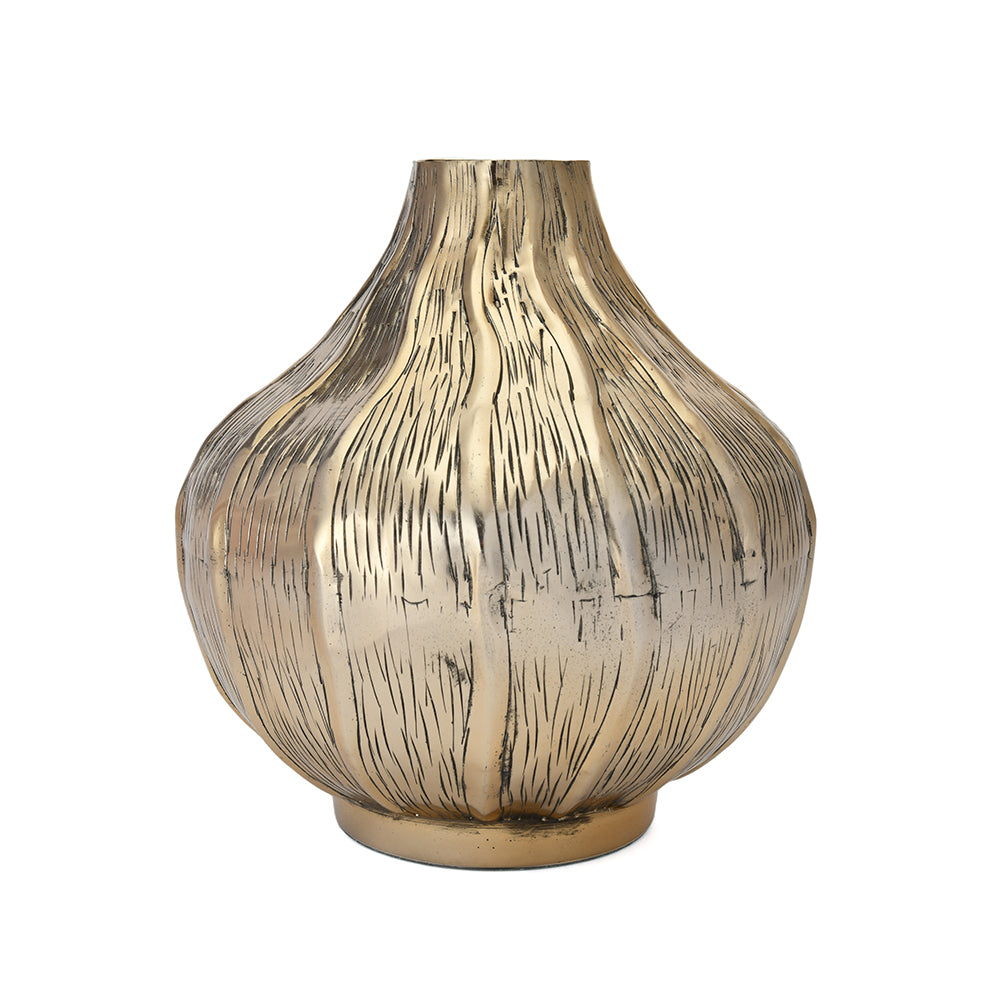 Ripple Pot Decorative Metal Vase (Gold)