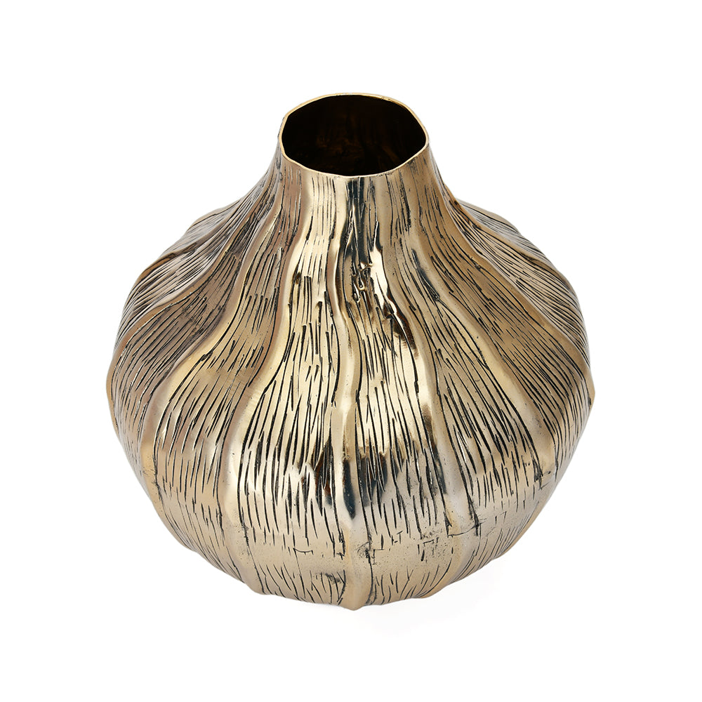 Ripple Pot Decorative Metal Vase (Gold)
