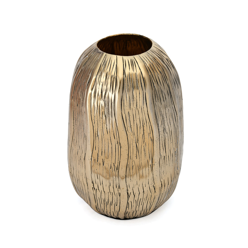 Ripple Decorative Metal Vase (Gold)