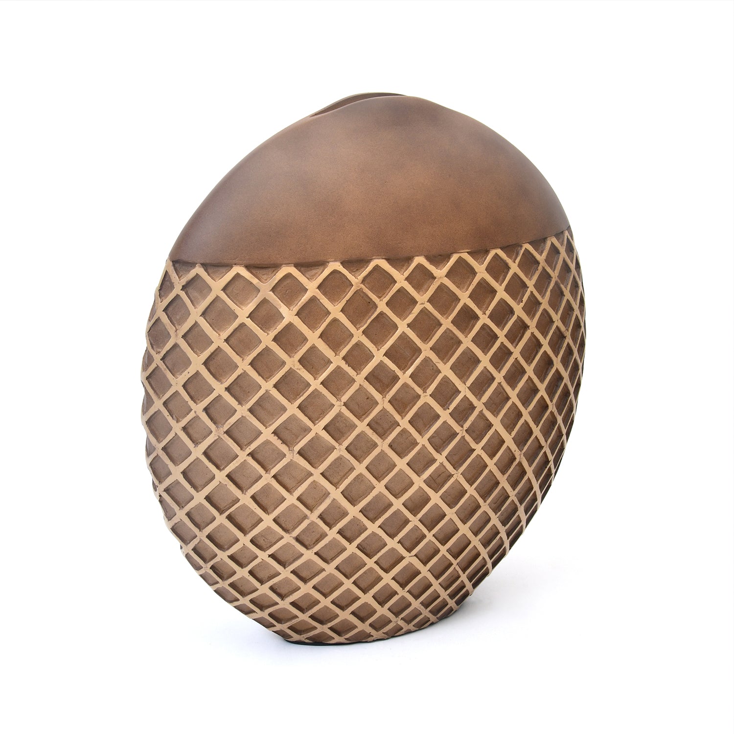 Traverse Round Polyresin Vase (Brown & Beige)