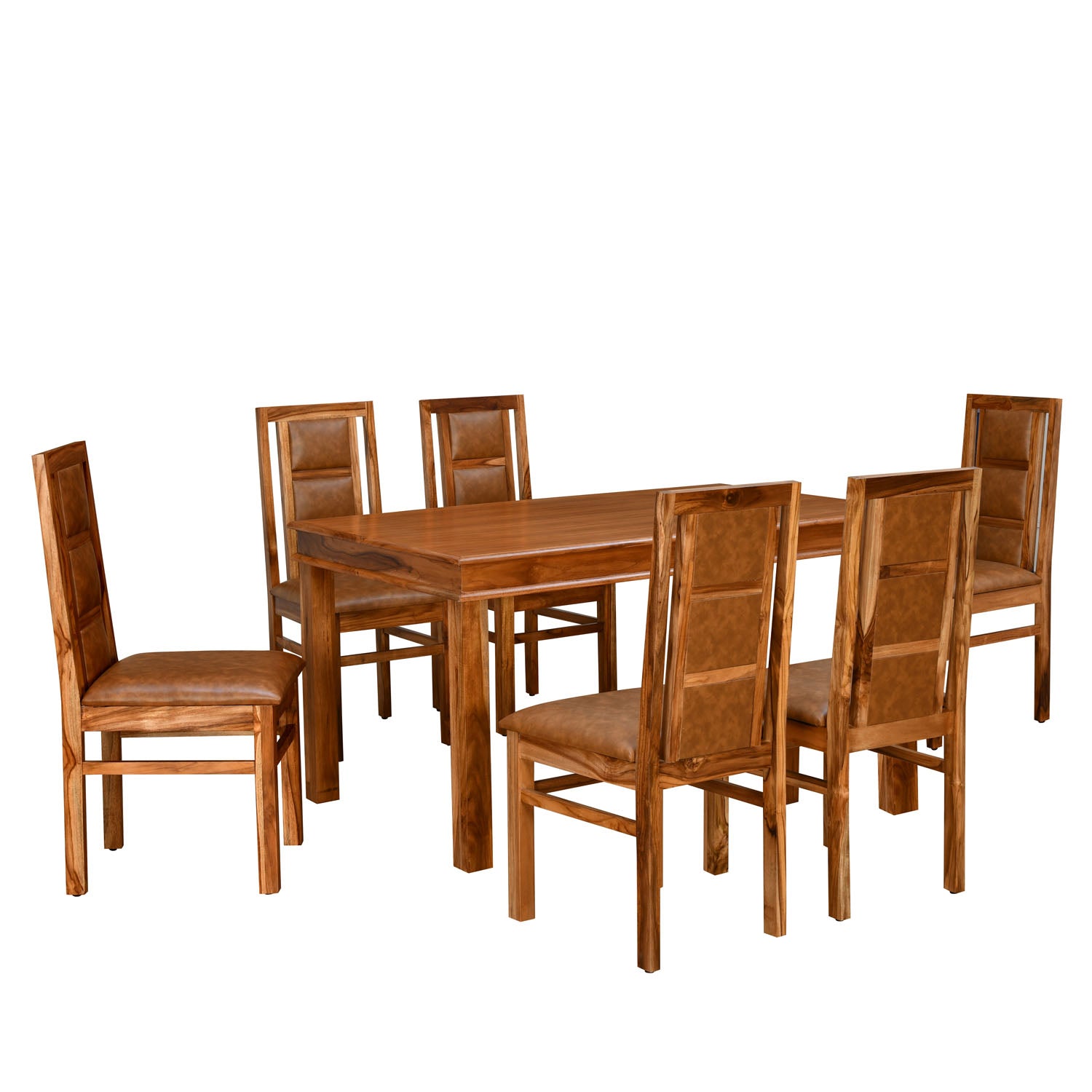 Velika 6 Seater Solid wood Dining Set (Honey Brown)
