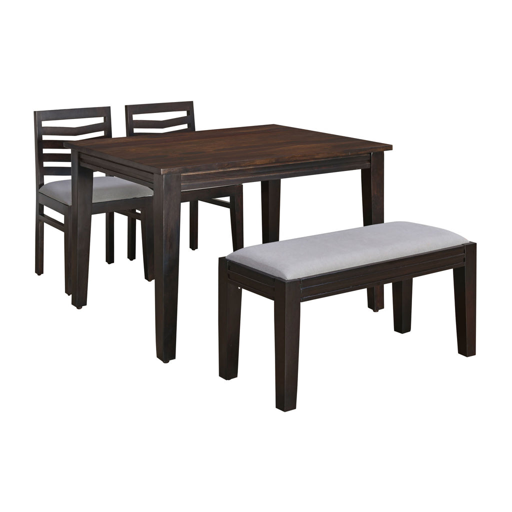 Virtue Solid Wood 1+2+Bench 4 Seater Dining Set (Natural Walnut)